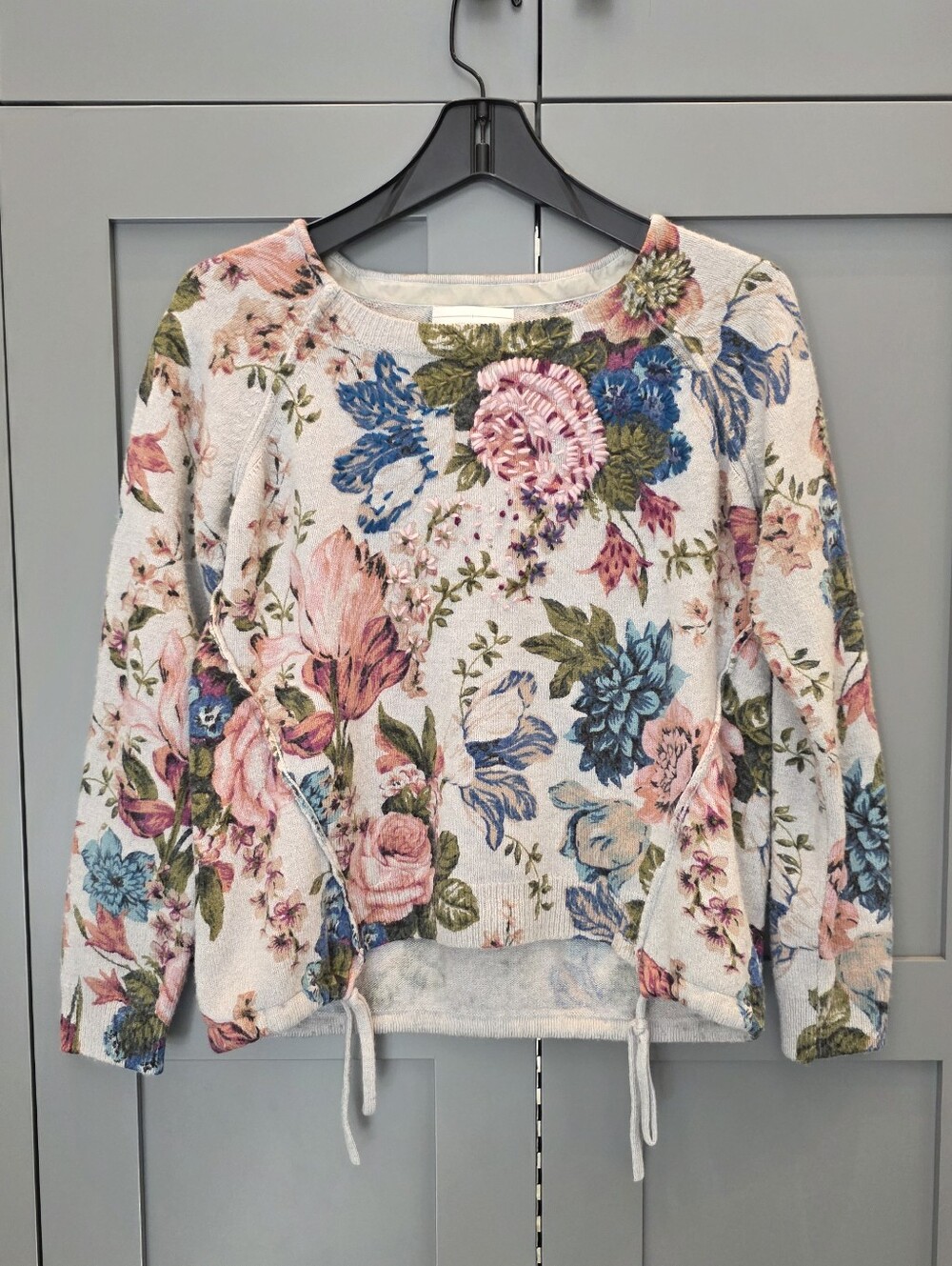 Anthropologie Angel of the North Floral Sweater Sz M Cottagecore Boho Romantic